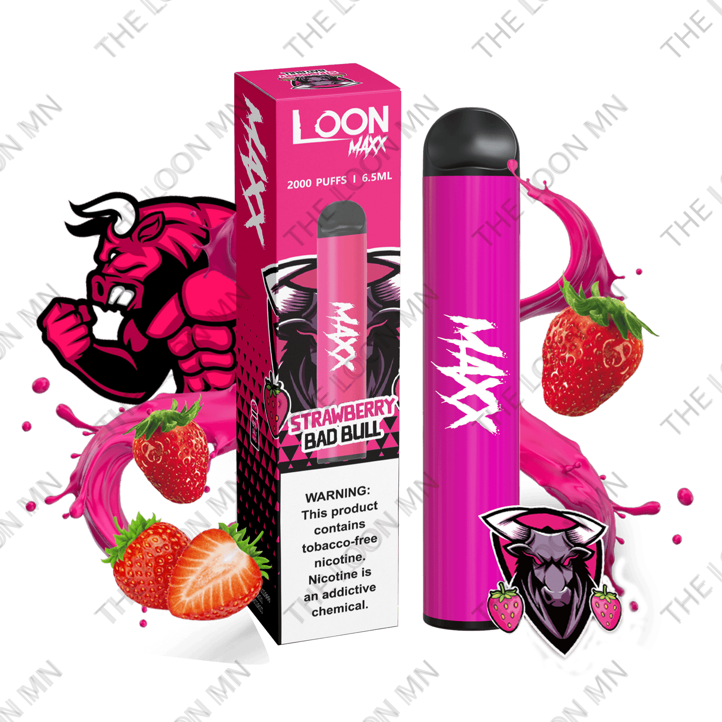 LOON MAXX ZERO NICOTINE - STRAWBERRY BAD BULL - The Loon